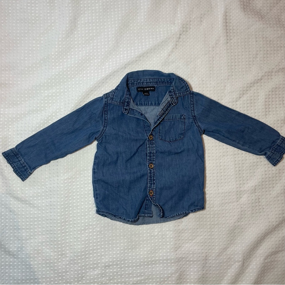 Denim&Co Infant Denim Button Up 12-18 mo